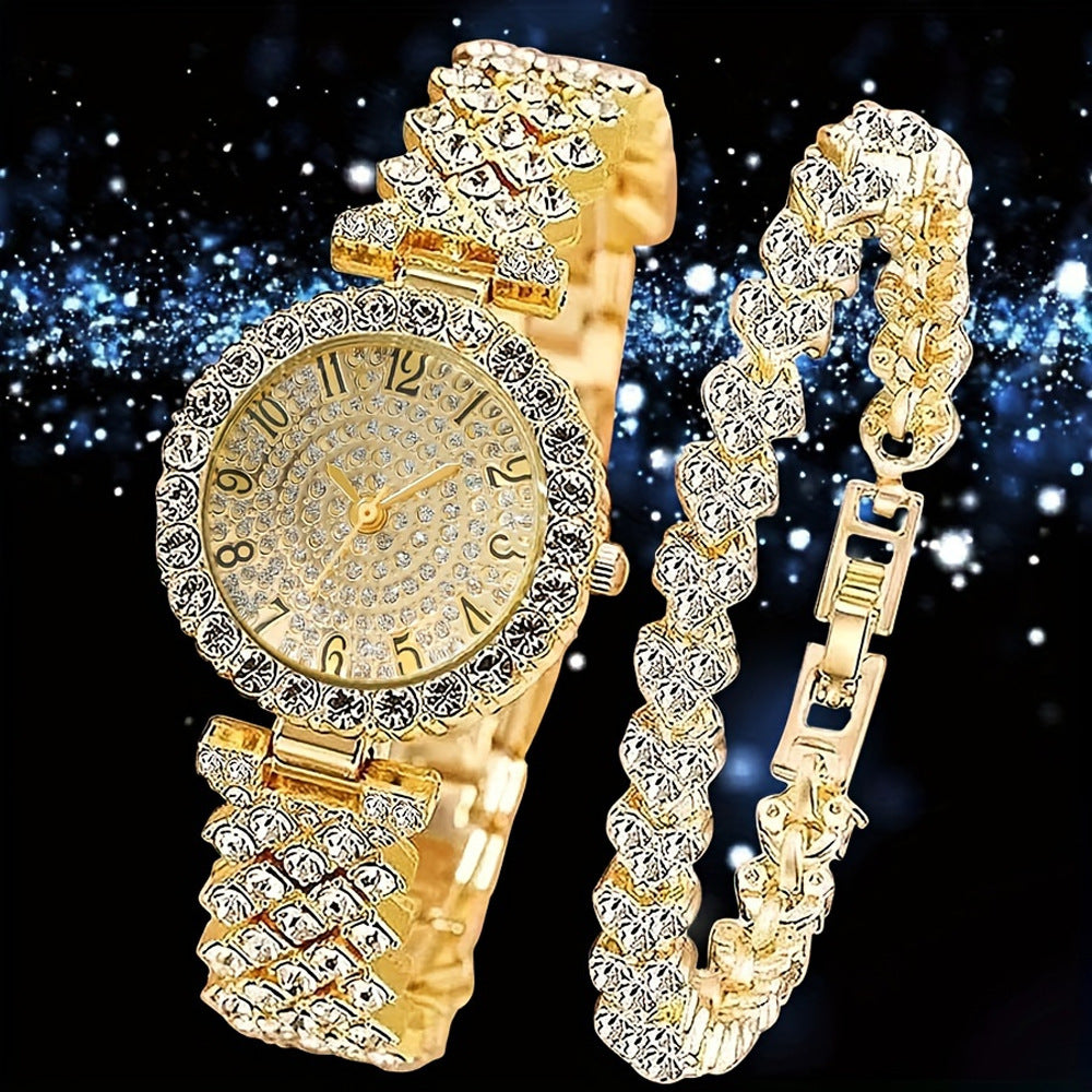 Joelle - Glamour Diamond Look Horloge + Armband Set