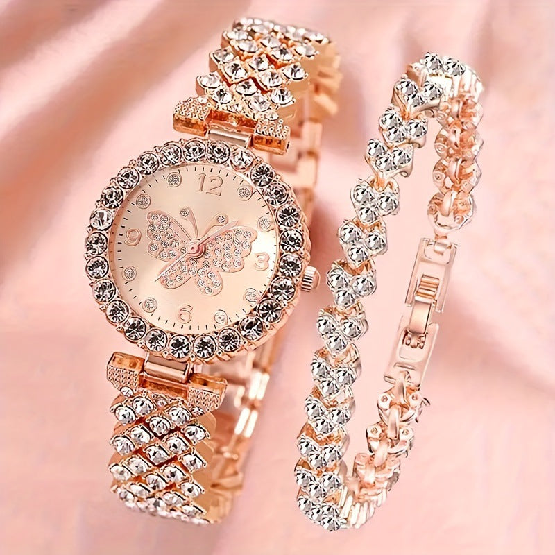 Joelle - Glamour Diamond Look Horloge  + Armband Set