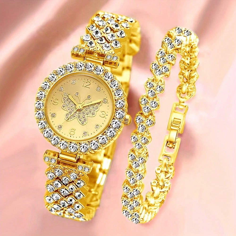 Joelle - Glamour Diamond Look Horloge  + Armband Set