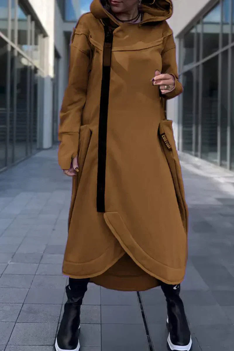 Malou - Lange Hoodie met Ritssluiting