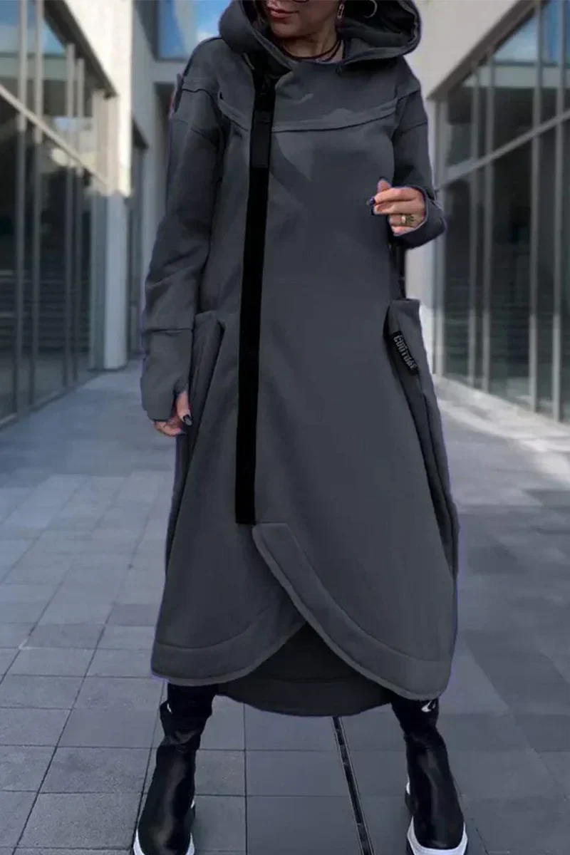 Malou - Lange Hoodie met Ritssluiting