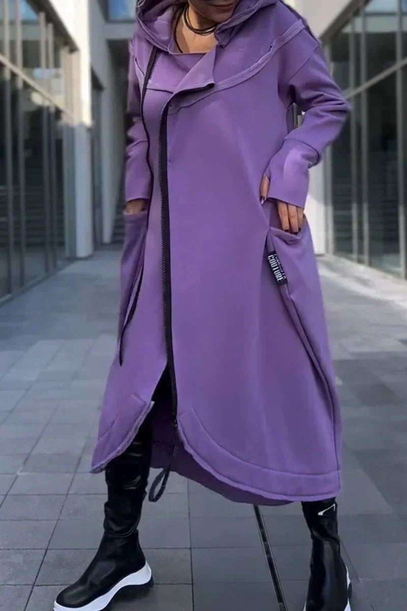 Malou - Lange Hoodie met Ritssluiting