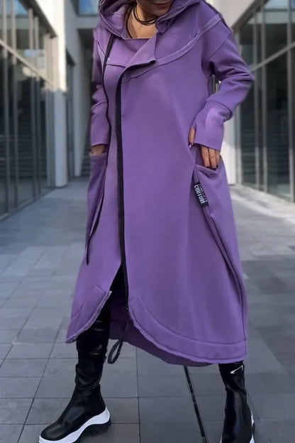 Malou - Lange Hoodie met Ritssluiting