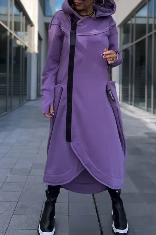 Malou - Lange Hoodie met Ritssluiting