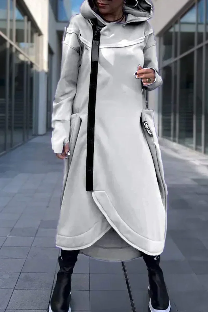 Malou - Lange Hoodie met Ritssluiting