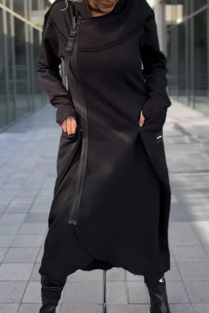 Malou - Lange Hoodie met Ritssluiting
