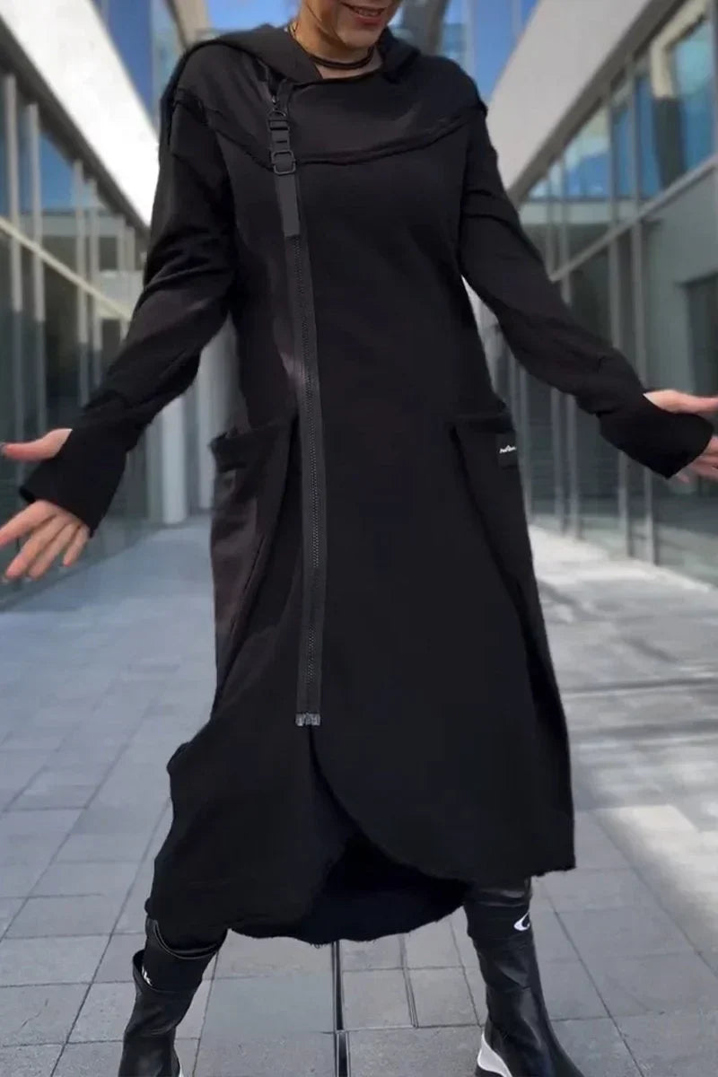 Malou - Lange Hoodie met Ritssluiting