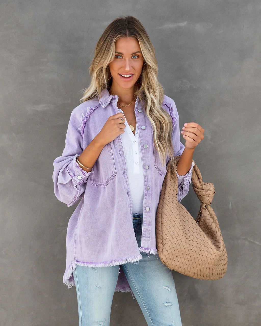 Yvonna - Denim Zomer Jack/Blouse Met Kwastjes