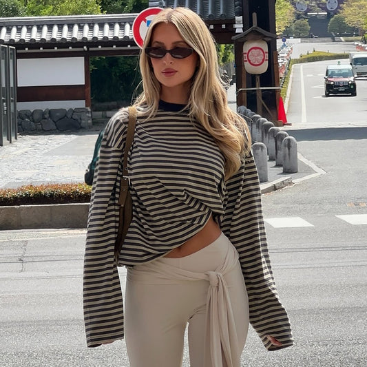Amara - Trendy gestreepteTrui met lange mouwen, de Hit van dit moment