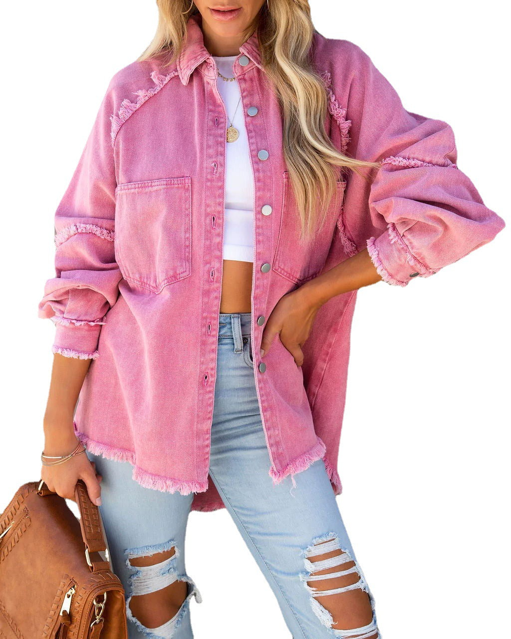 Yvonna - Denim Zomer Jack/Blouse Met Kwastjes